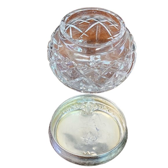 Antique Sterling Silver Cut Crystal Covered Vanity Jar (A5093) - Picture 4 of 7